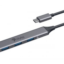HUB Stylos HB002 Interfaz USB Tipo C, 3 USB 2.0, 1 Usb 3.0, cable, Velocidad 480 Mbit/s, Color Plata