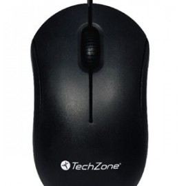 Mouse Optico Techzone Tzmou01 800dpi Ergonomico, 3 Botones, Cable 1.35m, Usb 2.0, Color Negro