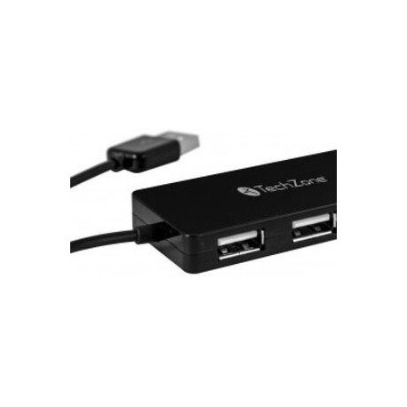 Hub TechZone TZ17HUB02, 4 puertos USB 2.0, negro